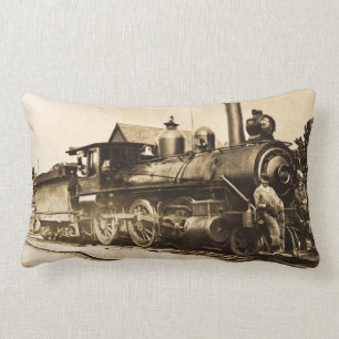 Vintageångamotor och tågbesättningjärnväg lumbarkudde