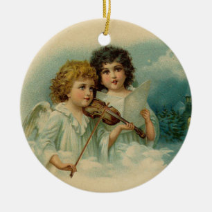 Vintageängelprydnad Julgransprydnad Keramik