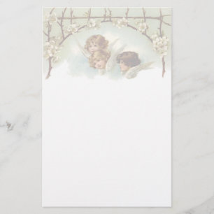 Vintageänglar- och blommabrevpapper brevpapper