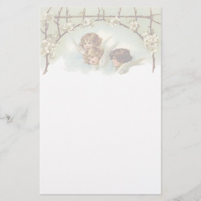 Vintageänglar- och blommabrevpapper brevpapper (Framsida)