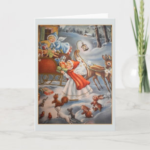 Vintageänglar och leksakSleighjulkort Helgkort