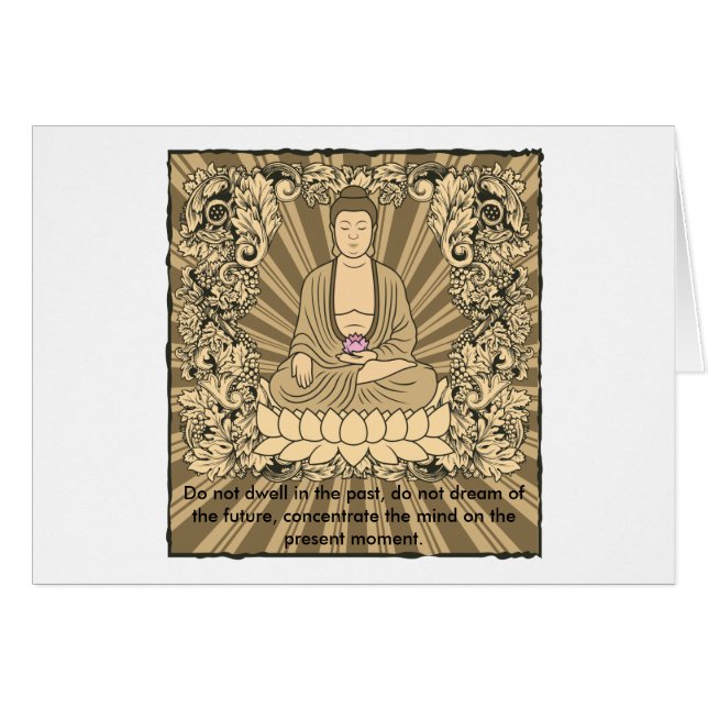 Vintageanpassningsbar Buddha Hälsningskort (Framsidan Horizontal)