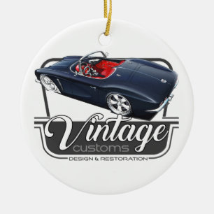 Vintageanpassningsbar Corvette Julgransprydnad Keramik