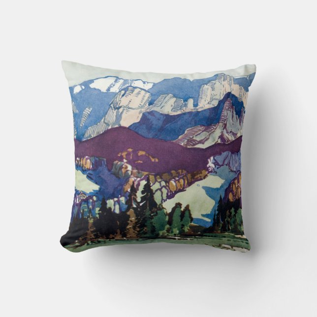Vintageantikviteten landskap vattenfärgDolomites Kudde (Framsida)