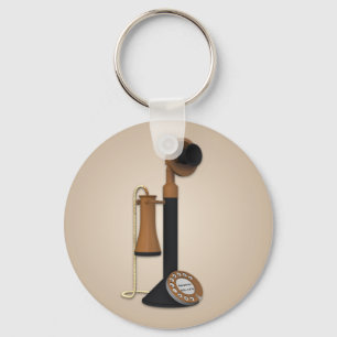 Vintageantikvitettelefon Keychain Nyckelring