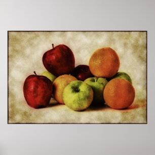 Vintageäpplen och orangar poster
