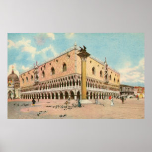 VintageaquarelleVenedig doges slott Poster