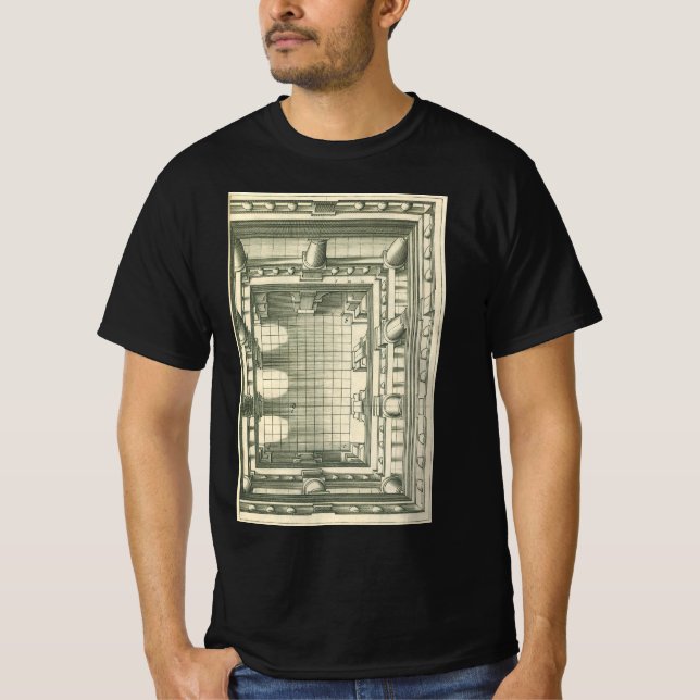 Vintagearkitektur, Atriumgårds perspektiv T Shirt (Framsida)