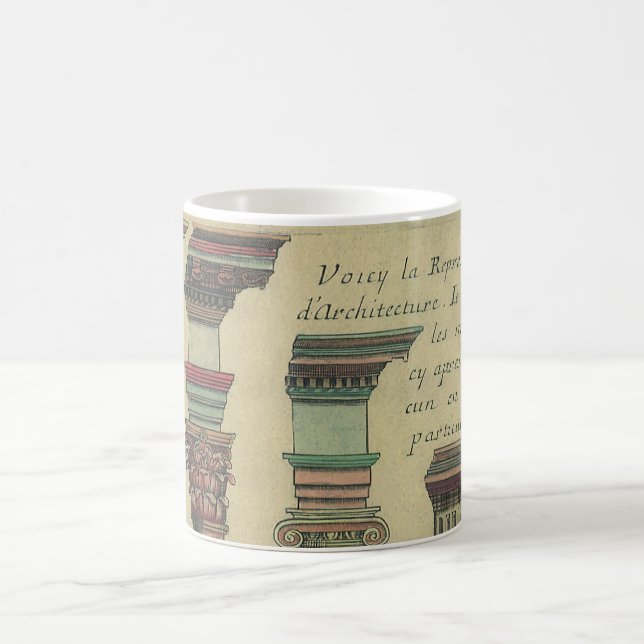 Vintagearkitektur, de 5 arkitektoniska ordningarna kaffemugg (Center)