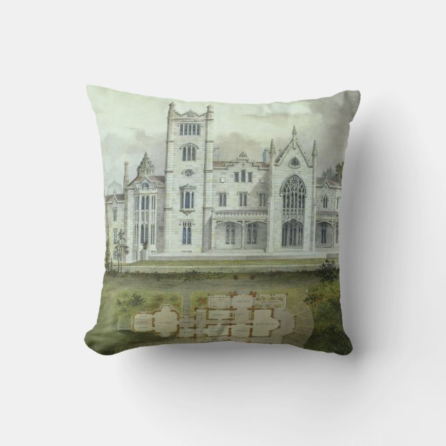 Vintagearkitektur, franska slott golvplaner kudde (Framsida)