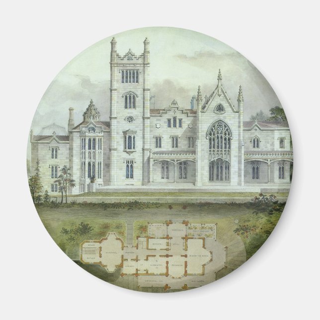 Vintagearkitektur, franska slott golvplaner magnet (Framsidan)