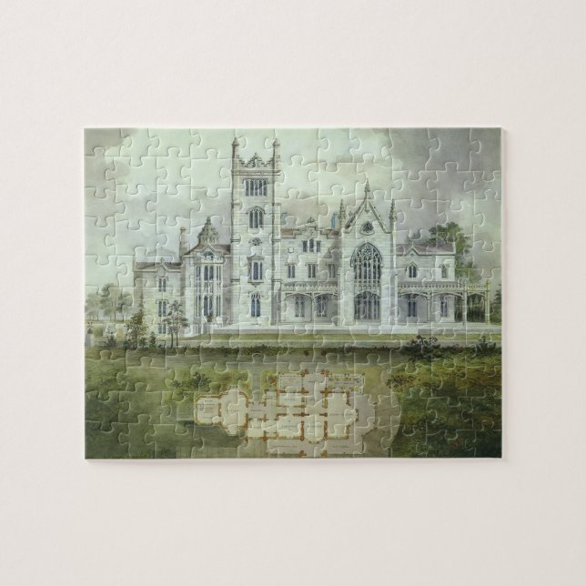 Vintagearkitektur, franska slott golvplaner pussel (Horisontell)