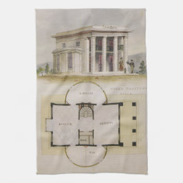 Vintagearkitektur, golvplan och grekisk villa kökshandduk