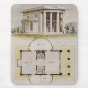 Vintagearkitektur, golvplan och grekisk villa musmatta