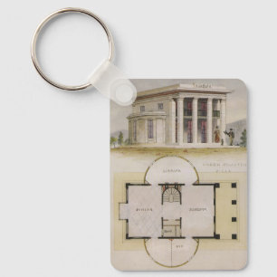 Vintagearkitektur, golvplan och grekisk villa nyckelring