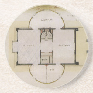 Vintagearkitektur, golvplan och grekisk villa underlägg sandsten