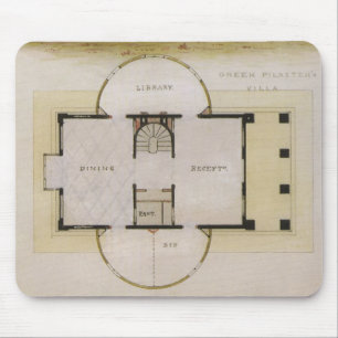 Vintagearkitektur, planritning och grekisk villa musmatta