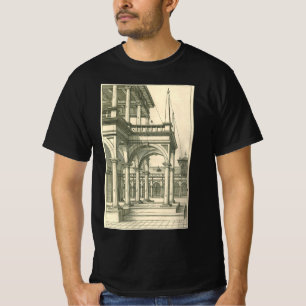 Vintagearkitektur, romansk gårdsplan med kolonner t shirt