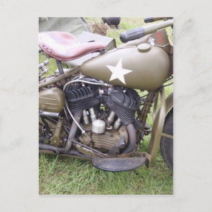 Vintagearmémotorcykel Vykort