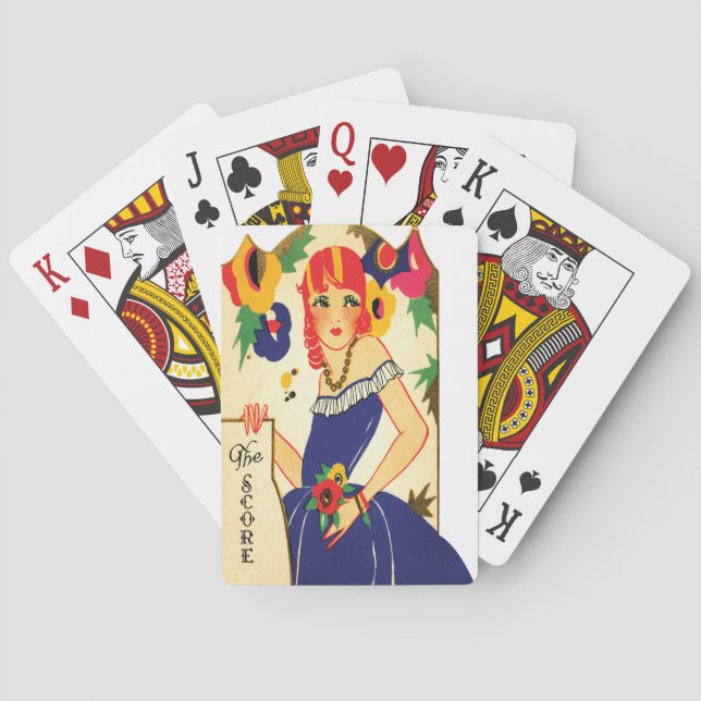 Vintageart déco överbryggar etiketten kortlek (Baksidan)