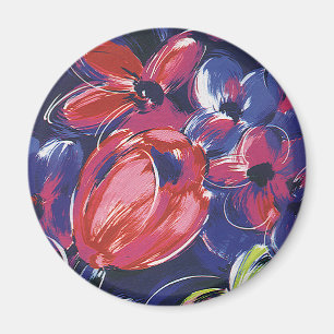 Vintageart décoblommor, tulpanblommigttextil magnet