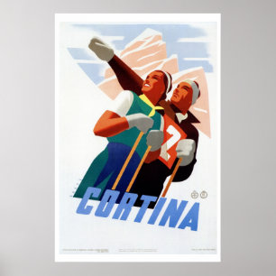 Vintageart décoitalienare skidar reser poster