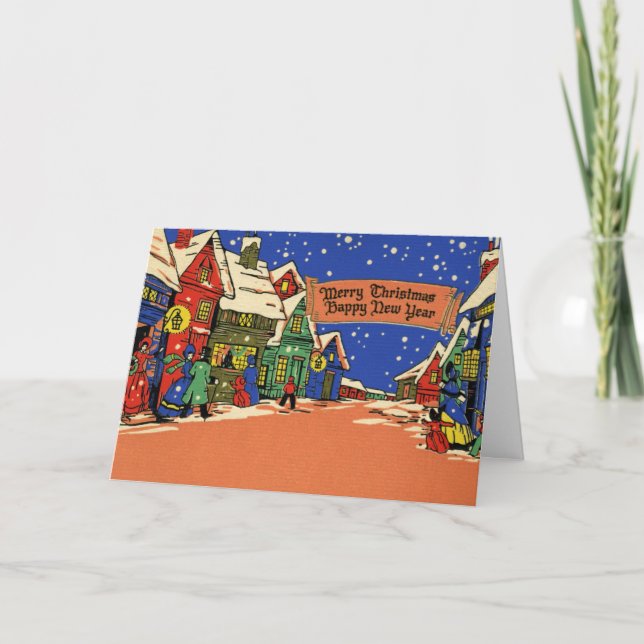 Vintageart décojulkort helgkort (Framsida)