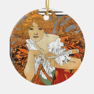 Vintageart nouveauflicka julgransprydnad keramik