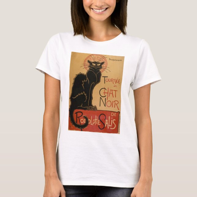 Vintageart nouveauLe Prata Noir svart katt T-shirt (Framsida)