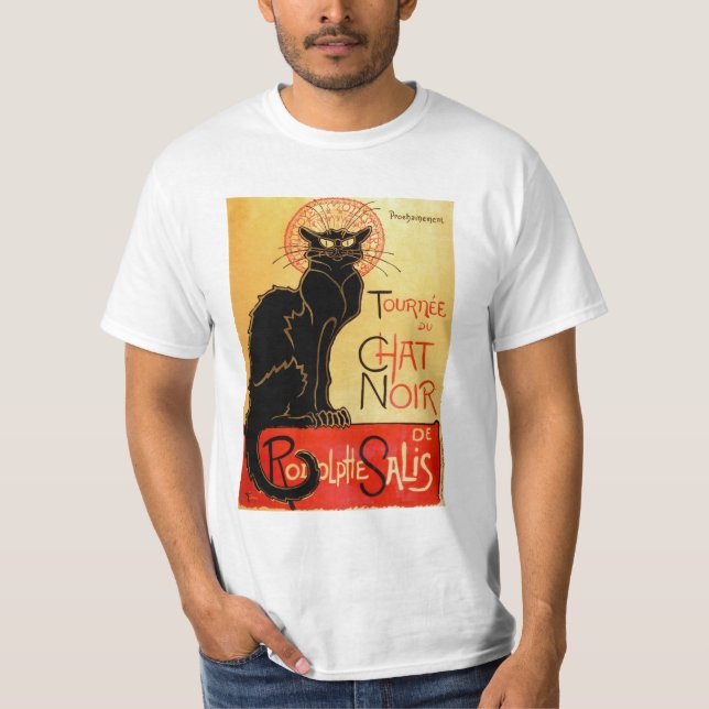 Vintageart nouveauLe Prata Noir svart katt Tee (Framsida)