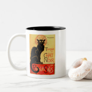 Vintageart nouveauLe Prata Noir svart katt Theophi Två-Tonad Mugg