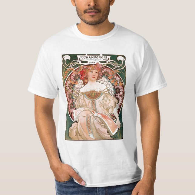 Vintageart nouveauMucha tryck T Shirt (Framsida)