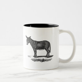 Vintageåsnaillustration - åsnor 1800's Två-Tonad mugg