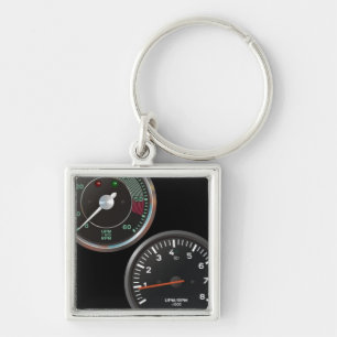 Vintageautomatiskn Fyrkantig Silverfärgad Nyckelring