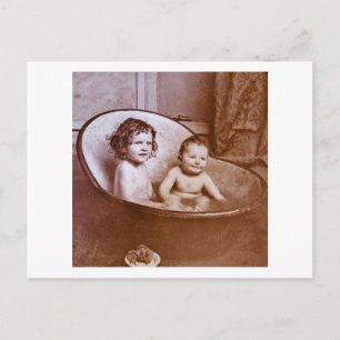 Vintagebabybad Time Vykort
