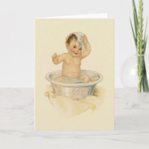 Vintagebabybadet noterar kortet kort