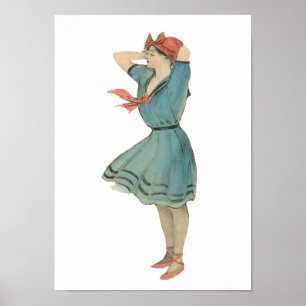 Vintagebaddräktflicka Poster