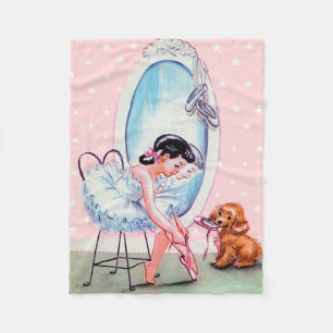 Vintageballerinaen avbildar ullkast fleecefilt