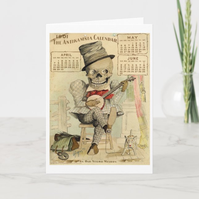 VintageBanjo som leker skelett Kort (Framsida)