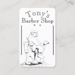 Vintagebarberaren shoppar plats på a visitkort