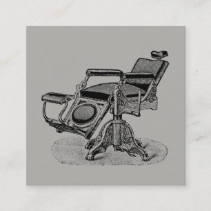 Vintagebarberarestol/grå färgMatte Fyrkantigt Visitkort