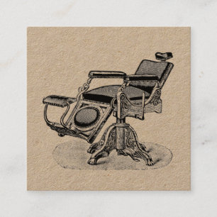 Vintagebarberarestol/högvärdigt extra tjockt fyrkantigt visitkort
