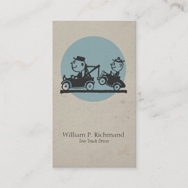 Vintagebärgningsbilblått med Retro cirklar Visitkort (Framsida)