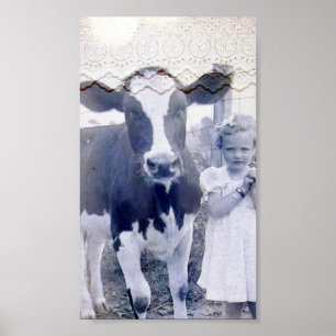 Vintagebarn och ko poster