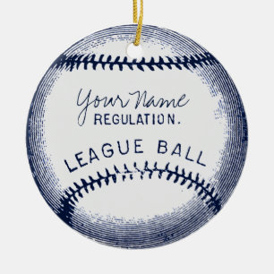 Vintagebaseball, personligboll julgransprydnad keramik