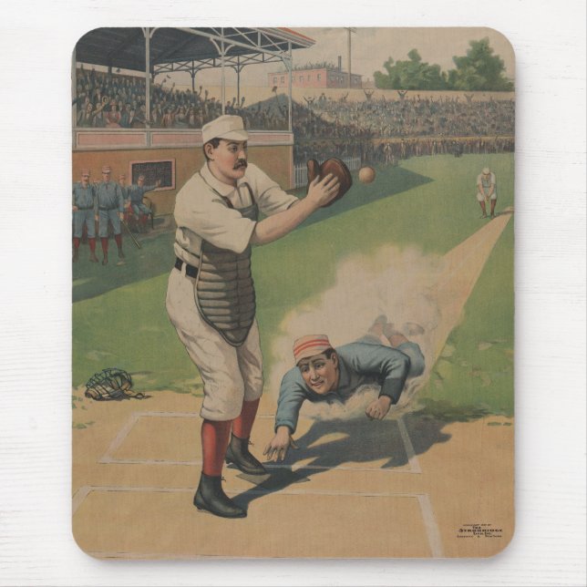 Vintagebaseballaffisch Mousepad Musmatta (Framsidan)