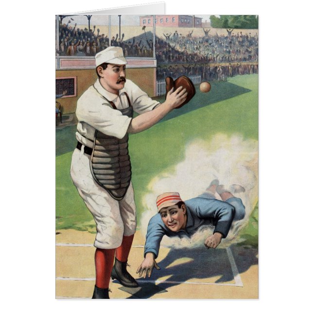 Vintagebaseballillustration Hälsningskort (Framsidan)