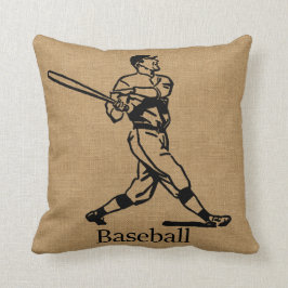 Vintagebasebollspelare på BurlapLook Kudde