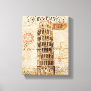 Vintagebenägenhettorn av Pisa Canvastryck