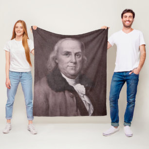 VintageBenjamin Franklin porträtt Fleecefilt